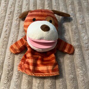 EVRIHOLDER PLUSH STRIPED DOG HAND PUPPET PRETEND PLAY TOY-EUC!